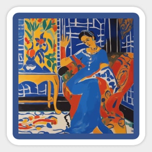 Woman in a Blue Dress After Matisse Sticker